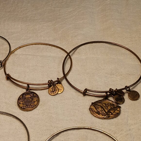 Alex and Ani lot of 9 bangle bracelets silver & brass tones + 1 Footnotes - Picture 3 of 16